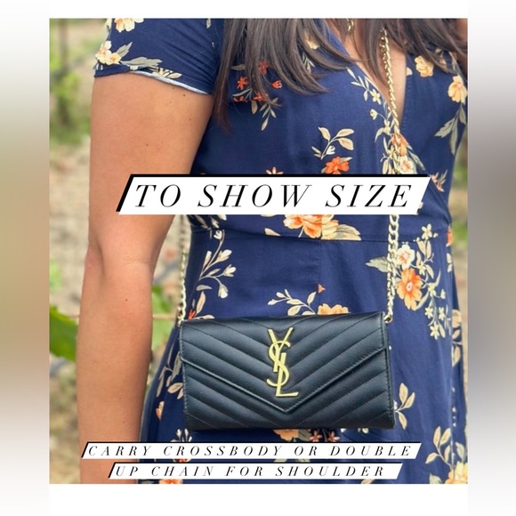 Beige Saint Laurent Cassandre Envelope Flap Wallet on Chain - Picture 12 of 15